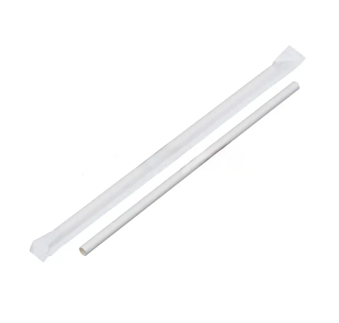 Tekli Sargılı Beyaz Kağıt Pipet